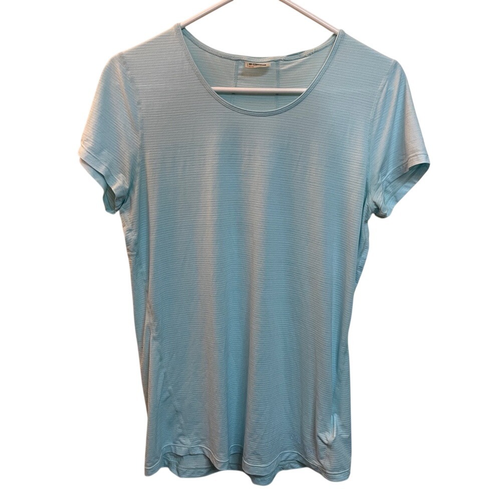 Marmot Womens‎ Light Blue Striped Short Sleeve Performance Athletic Tee Size M